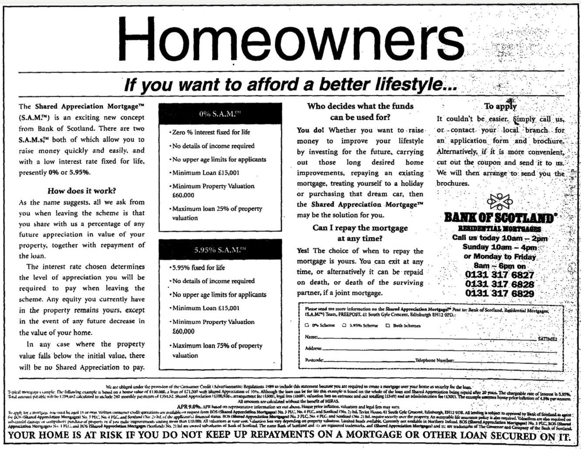 Bank of Scotland Shared Appreciation Mortgage advertisement 2