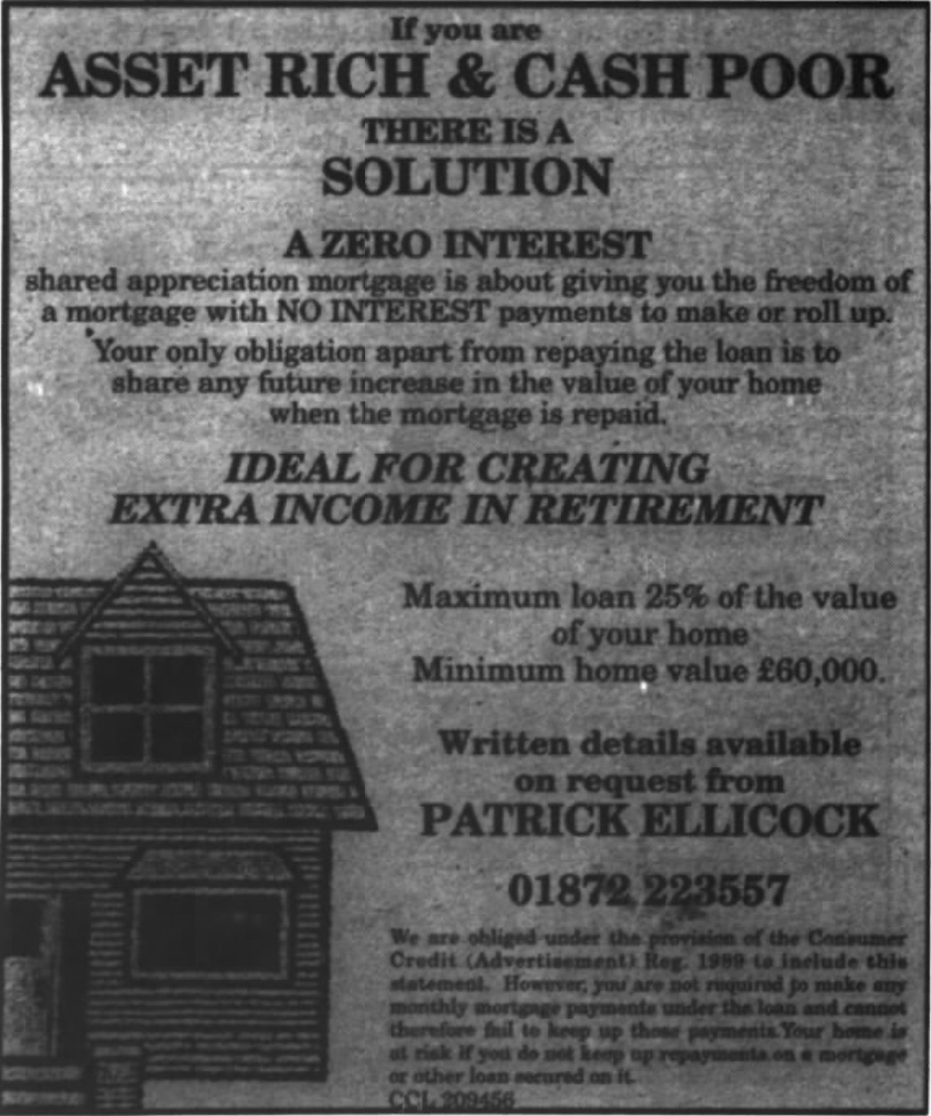 Patrick Ellicock Bank of Scotland Shared Appreciation Mortgage advertisement