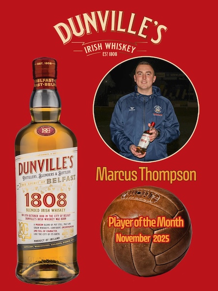 Marcus Thompson, Lisburn Distillery Football Club, photograph by David Hunter