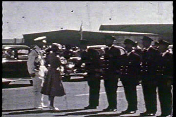 The Duke of Edinburgh and Princess Elizabeth meet the crew of the BOAC Argonaut 'Atalanta' in which they flew to Nairobi on 1st February 1952: Captain R.G. Ballantine, Captain R.E. Millichap, Navigating Officer K.G. Crockett, Radio Officer G.W. Cussans, Engineer F. Mallinson, Chief Steward S.R.J. Bruce, Steward K. Clarke, Stewardess D.J.N. Palmer.